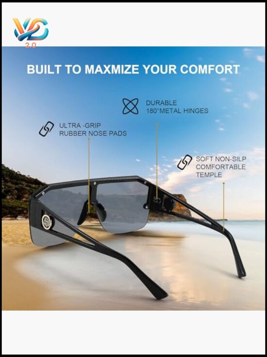 Square Oversized Flat Top Shield Sunglasses Unisex Retro Futuristic UV400